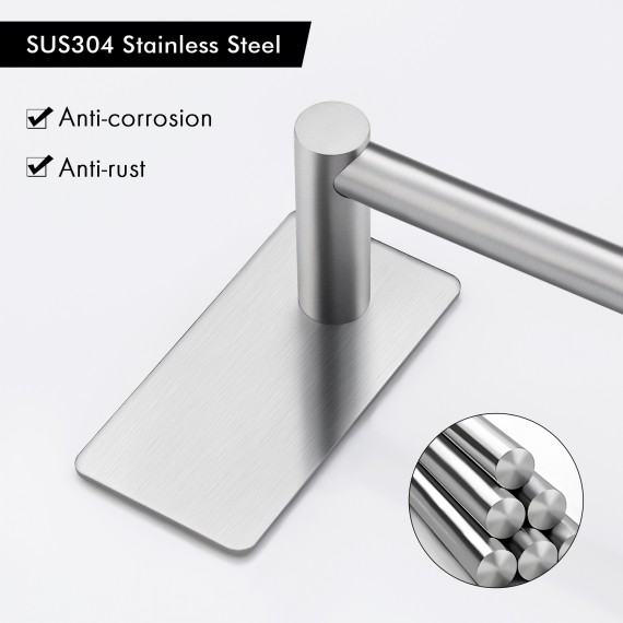 KES Adhesive Towel Bar, No Drill Towel Bar, Stick on Towel Rack for Kitchen SUS304 Stainless Steel Brushed 9-Inch, A7000S23-2